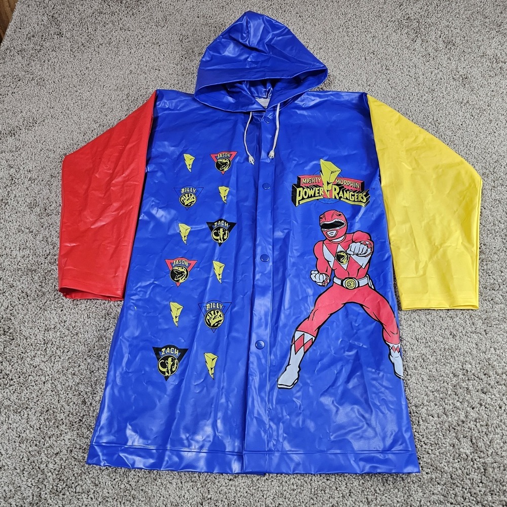 Vtg 1994 HPA Kids Size 7 Power Rangers Rain Jacket Snap High Point Accessories